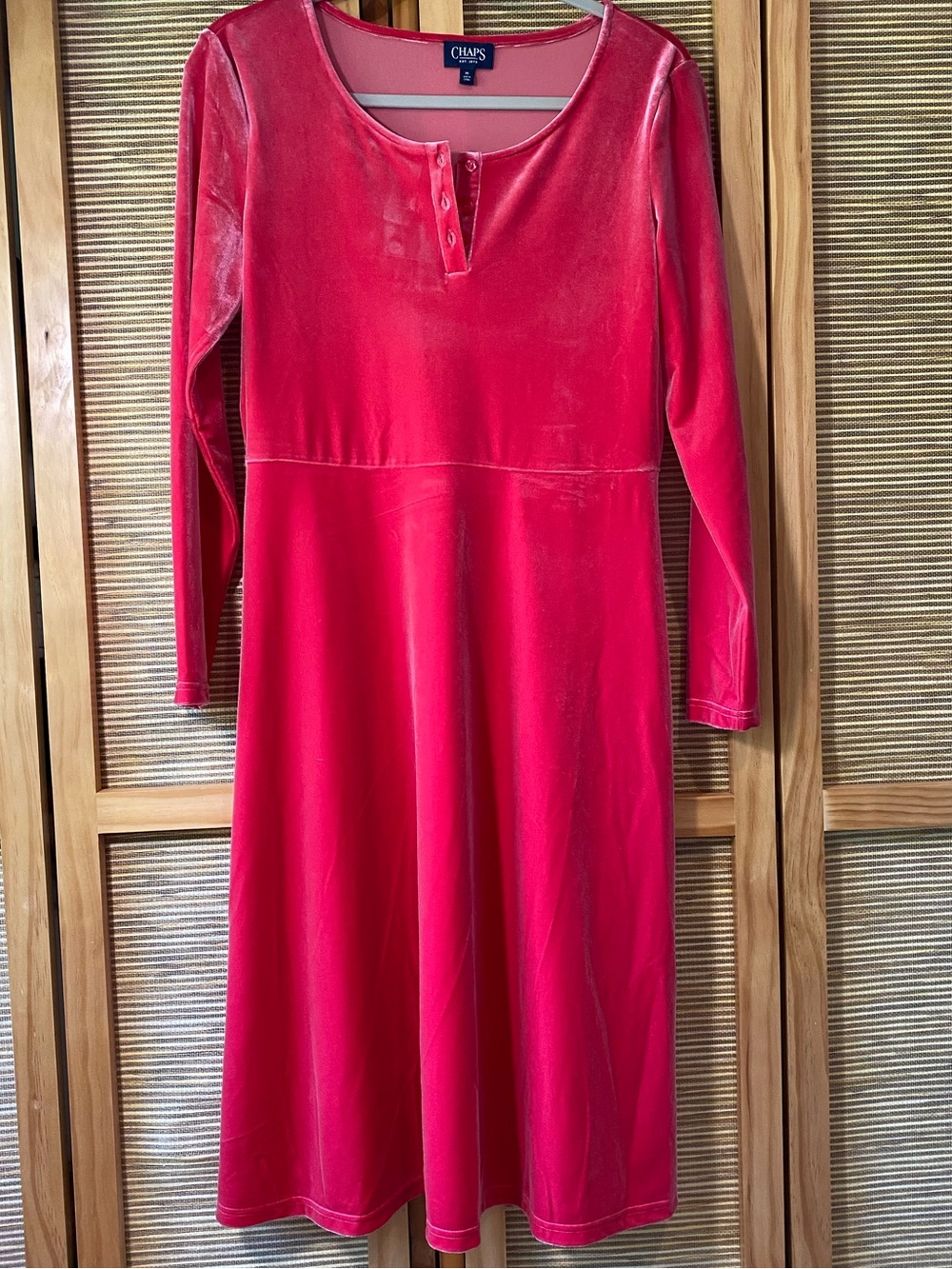 Chaps Sz M Hot Pink Velour Midi Dress